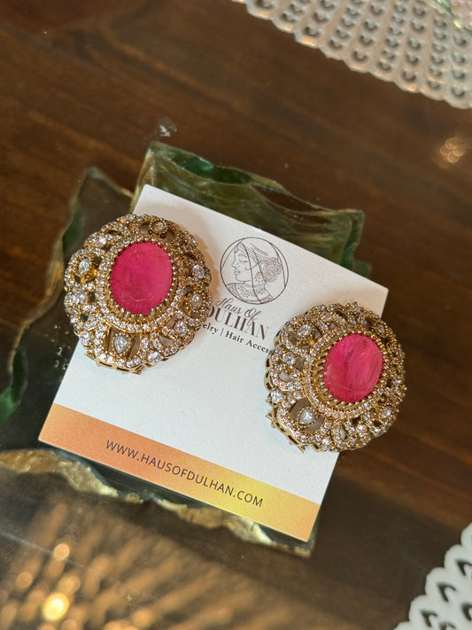 Pink Doublet Stone Earrings