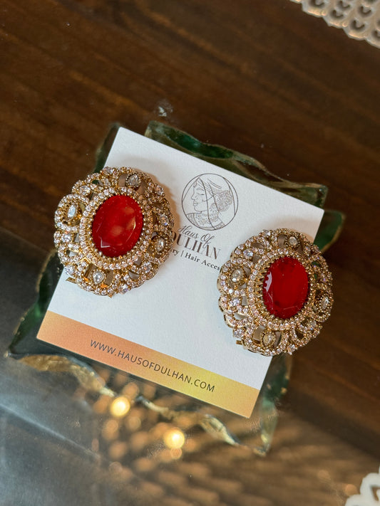 Red Doublet Stone Earrings