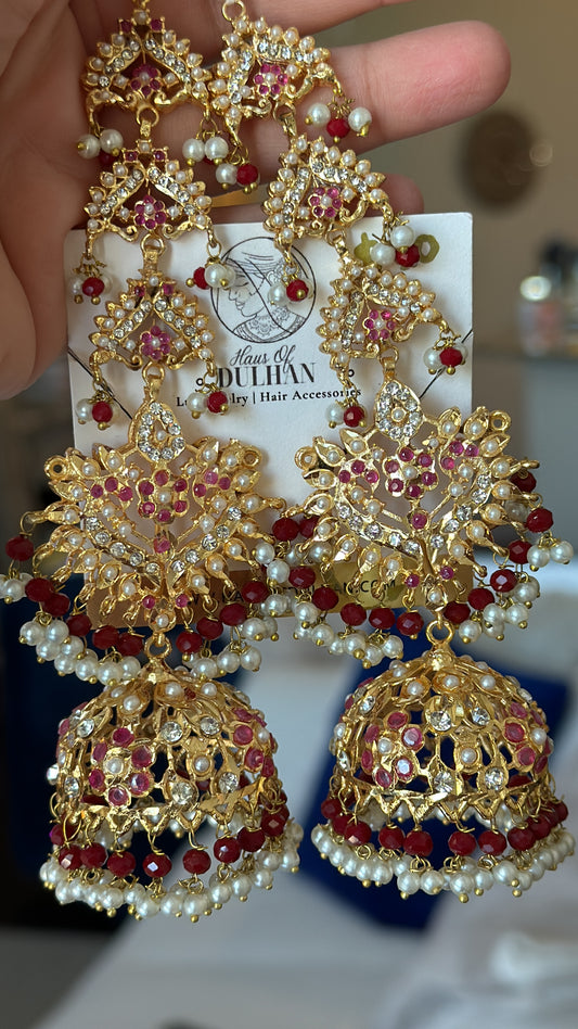 Zia Statement Earrings with Pearl Saharas